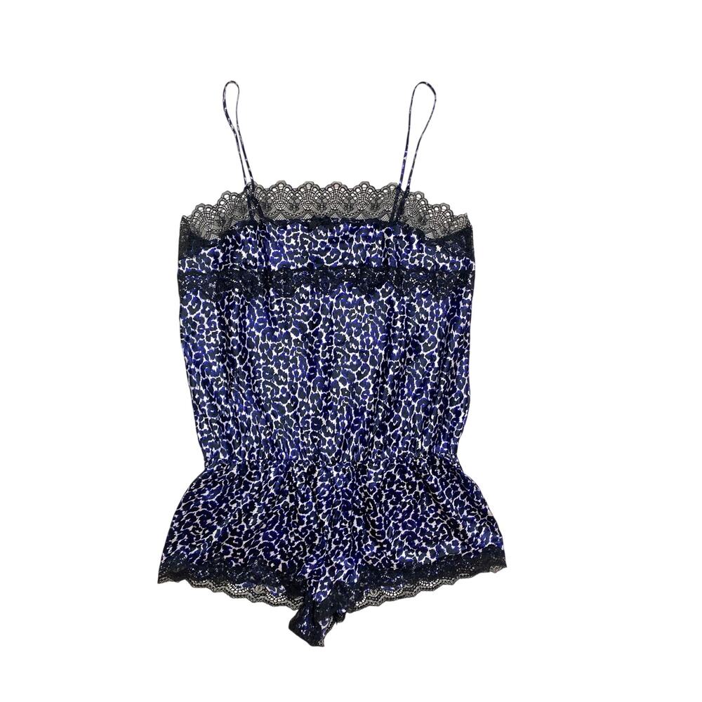 VS Blue Leopard and Black Lace Teddy
